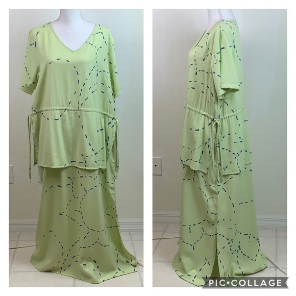 Jacques Ruc linen look peplum Lagenlook maxi dress fits L/ XL - Picture 4 of 9